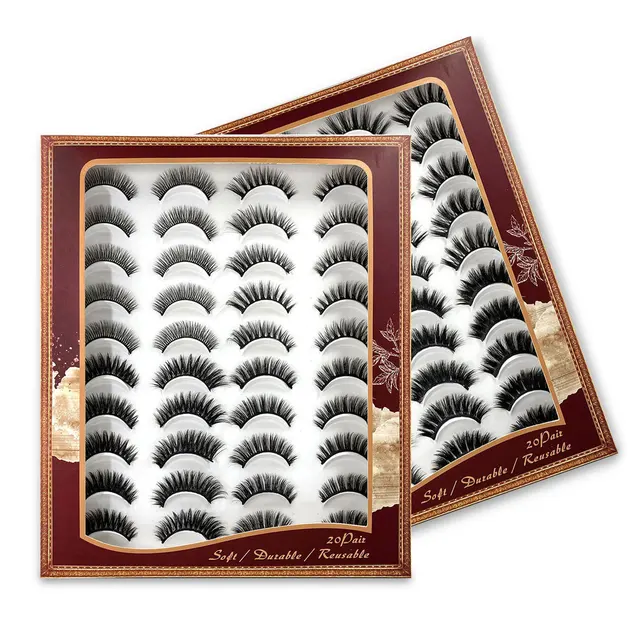 eyelash factory world beauty lashes 3D mink eyelash volumizing 20 pairs set fluffy long natural false eyelashes