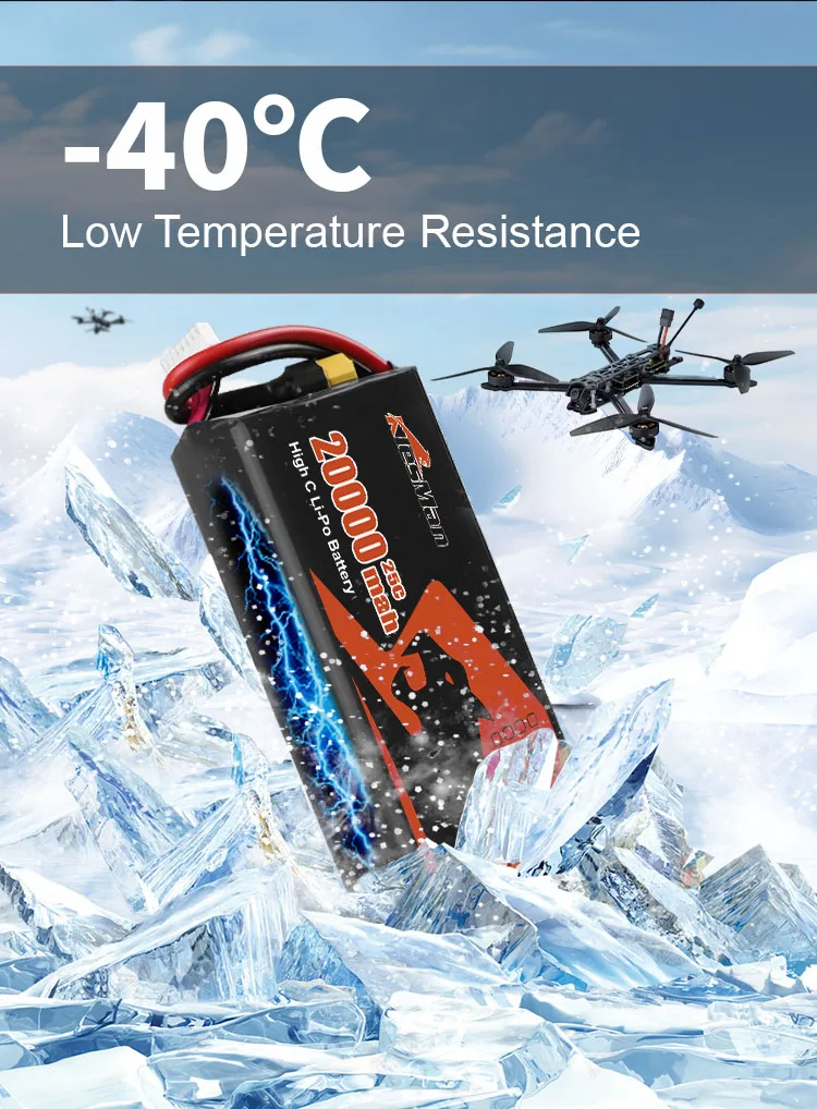 KlesMan 6S 22.2V 20000mAh 25C 100C FPV Drone Lipo Baterai dengan 130 * 72 * 43mm Ukuran dan 800 kali siklus hidup 6