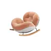 Brown cat-scratch leather pink blossom-doll cotton-single chair-removable washable