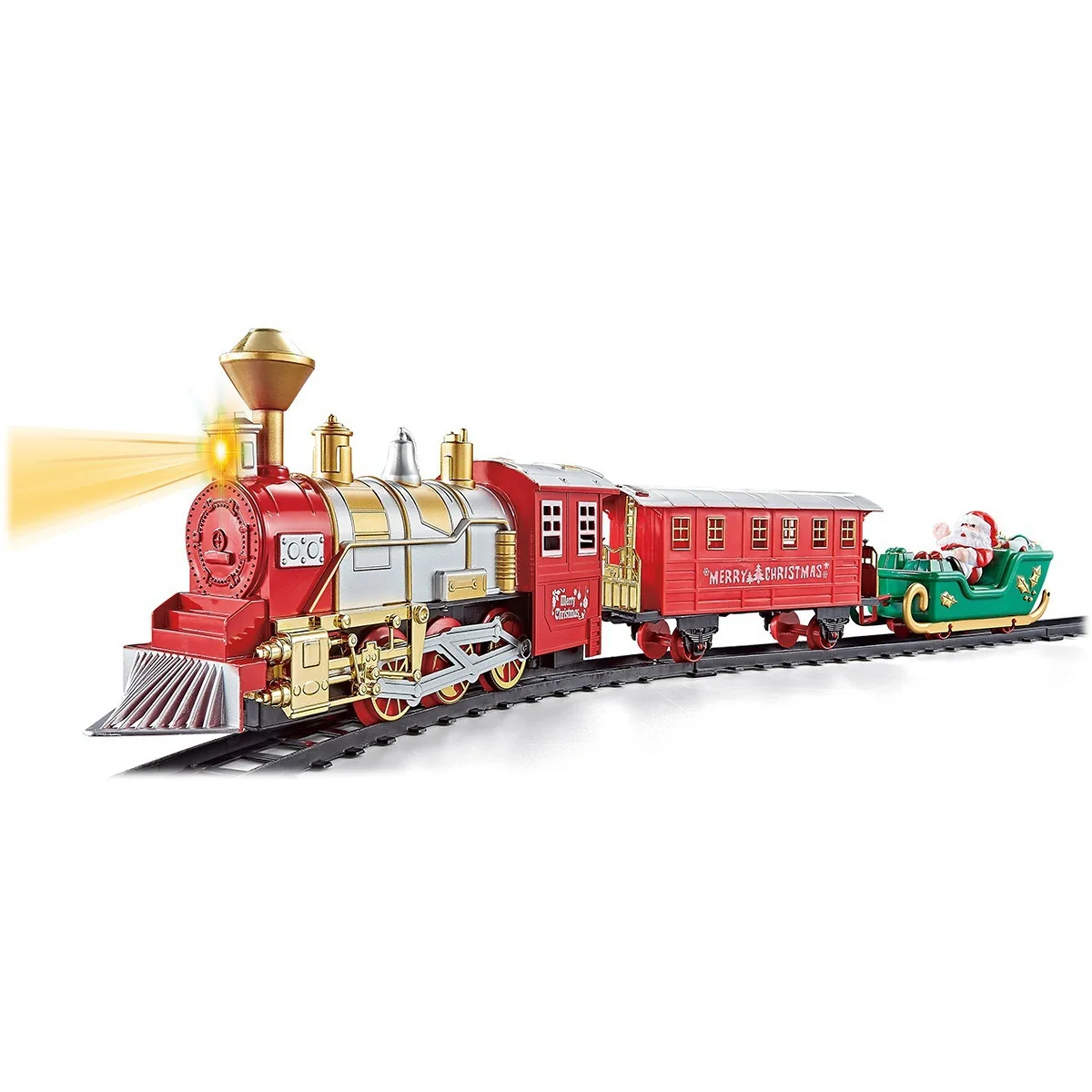Electric Train Toy Set with Christmas Lights Tracks