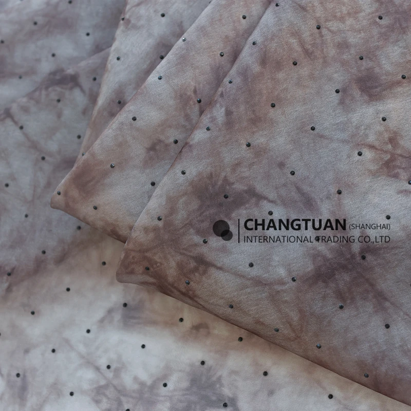 New Design Georgette Material Silk Chiffon Fabric Marble Print Hot Drilling Chiffon Fabric for Dresses Clothing