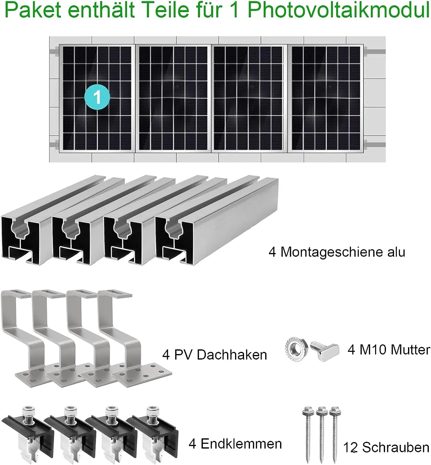 Pv Mounting Set Tiled Roof Fixing Solar Module Holder With 35cm ...