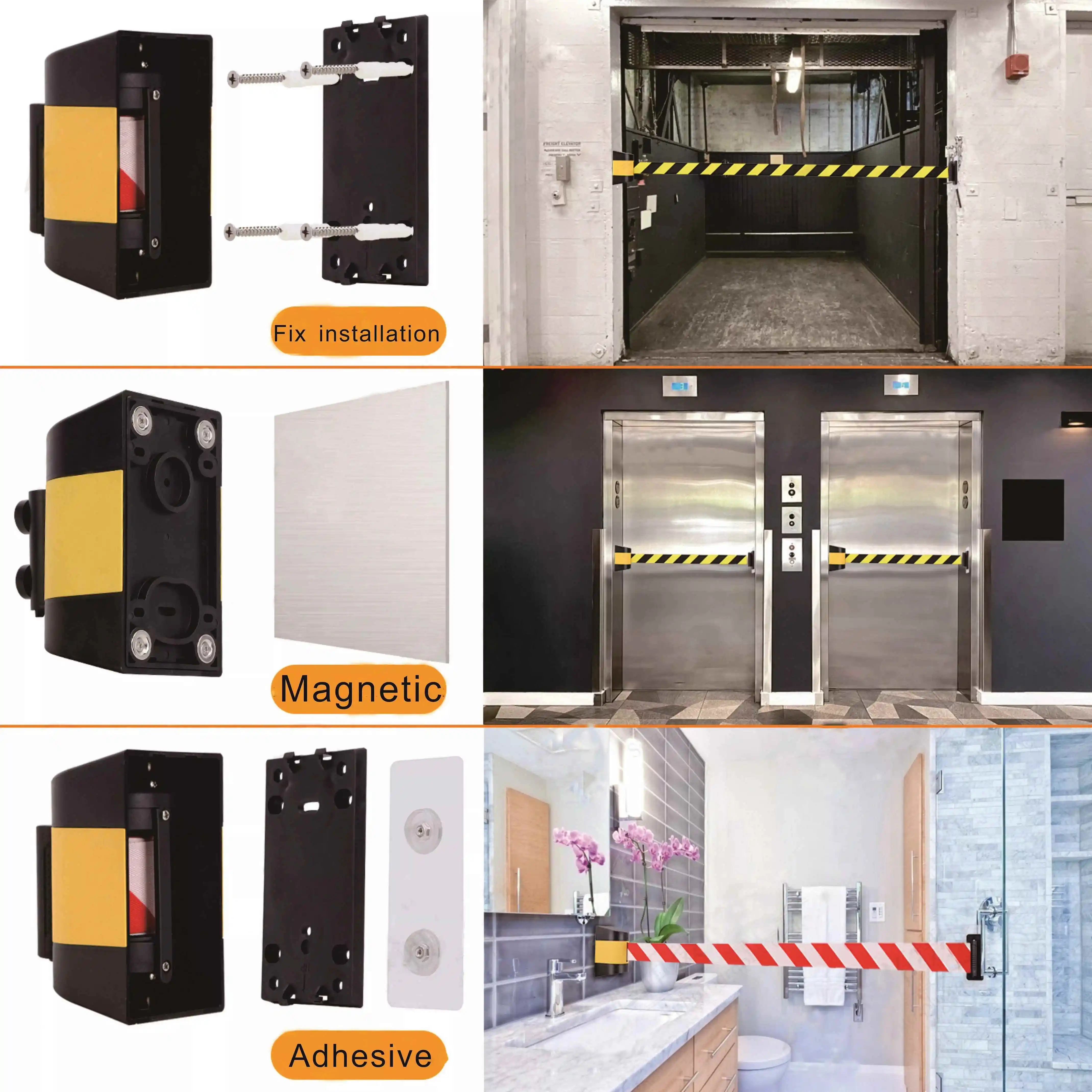 2m 5m 10m Warehouse Plastic Wall Mounted Unit Retractable Caution Belt