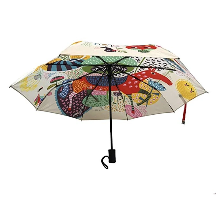 3 Folding Umbrella Automatic Open Close with Custom Africa Picture Printing logo Print Fold Umbrella UV Coating Folding Umbrella