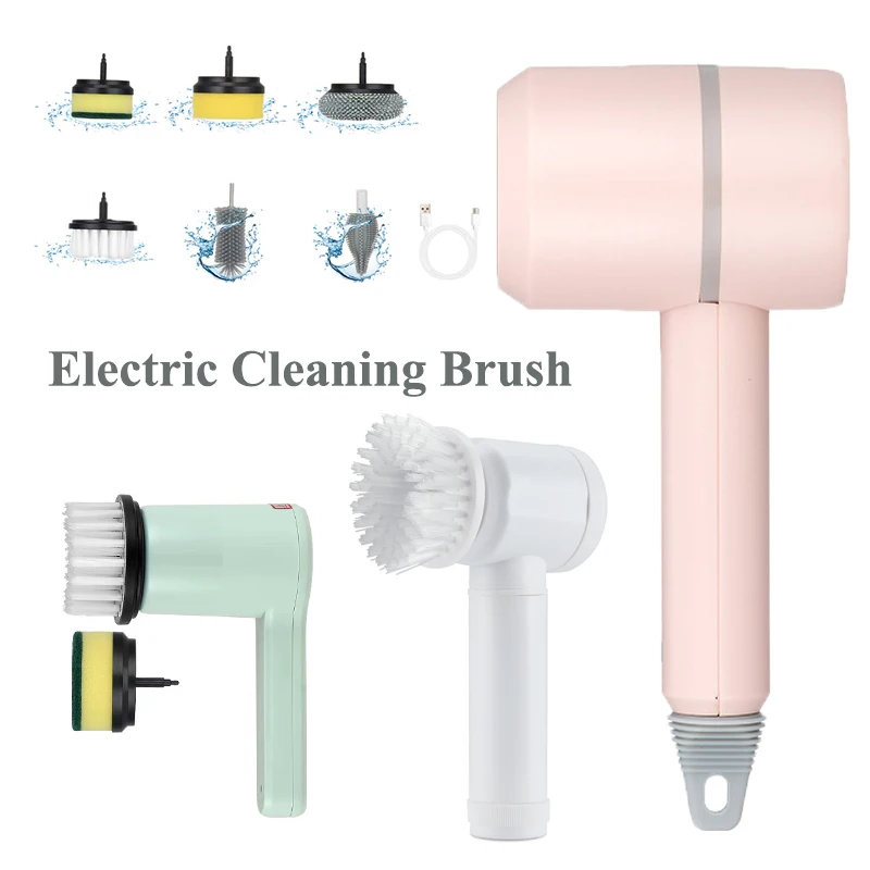Electric Cleaning Brush Bathroom Scrub Kitchen Cleaning Tool Usb 6 In 1
