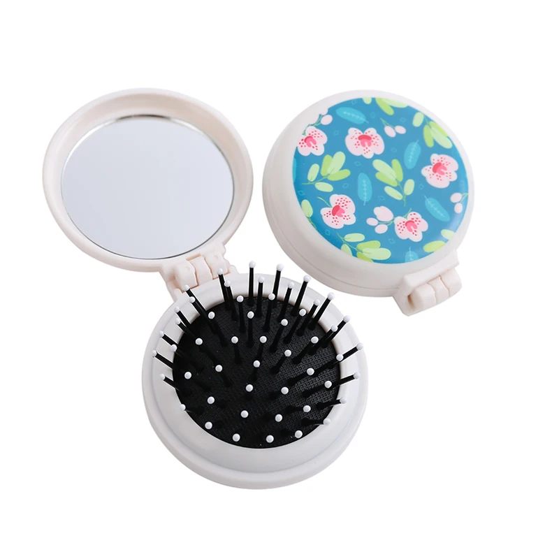 Private label round cartoon hair brush kids plastic hairbrush custom logo portable folded best cute 