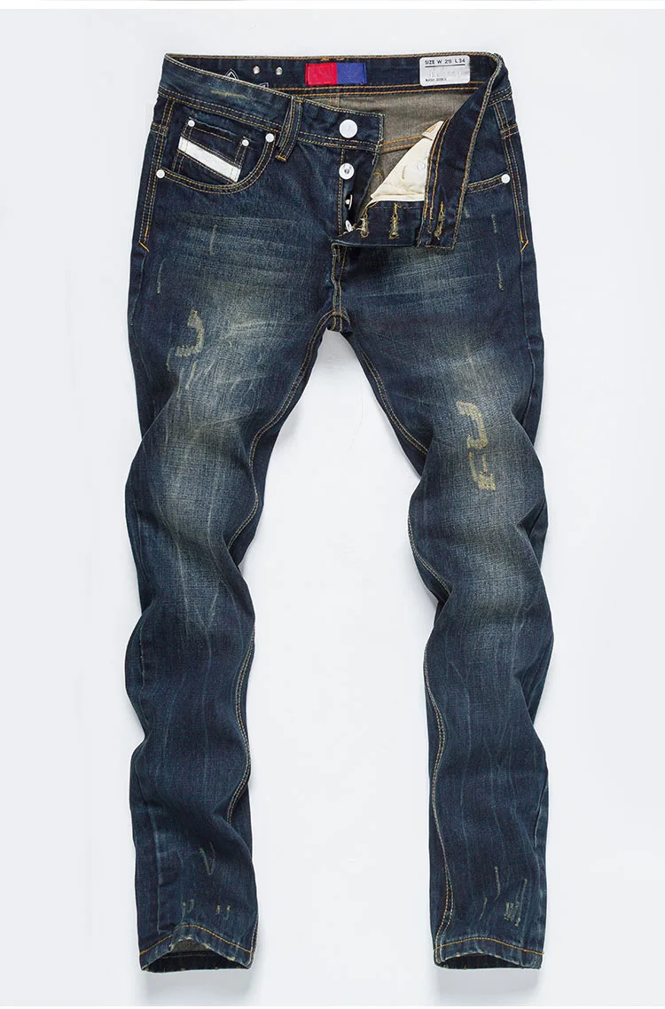 Aqtq Custom Straight Men's Skninnhy Jeans Brand Retro Slim Jeans Men's ...