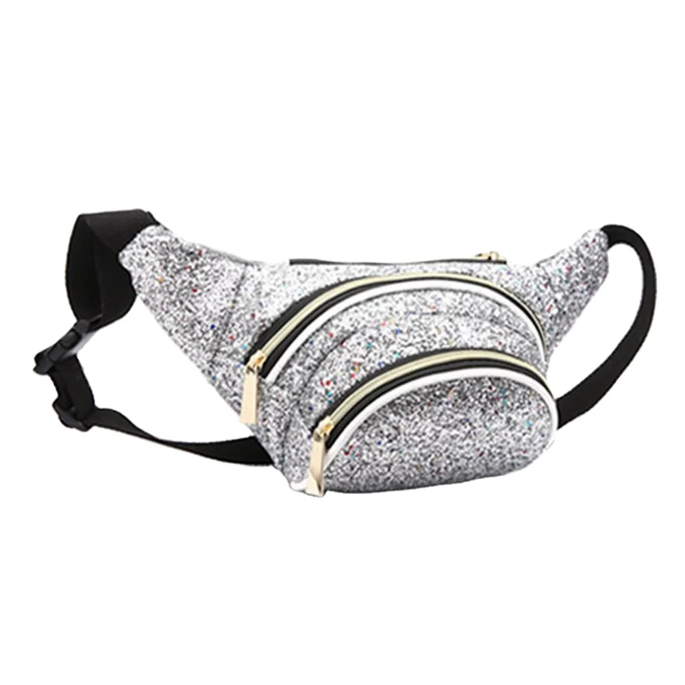 silver metallic fanny pack