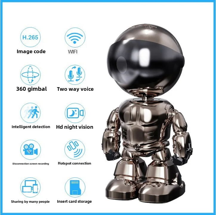 Cloudbirds V360pro Cute Robot Outdoor Camera 8MP Wifi Monitor with AI 4G PTZ Alarm NVR TF Card Icam365 App for Baby Monitoring