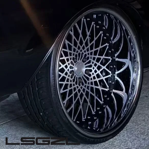 Luxury Custom Forged Aluminum Alloy 2-Piece Design Polish Lip 16 18 20 22 26 Inch Wheels