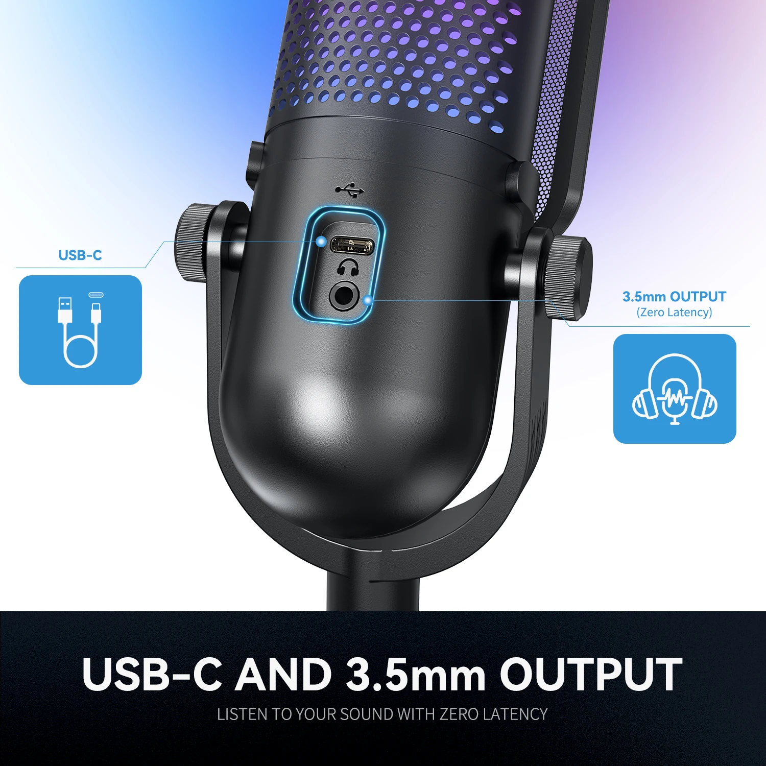 Zimhome ZTD39 RGB USB Condenser Microphone for Streaming, Gaming