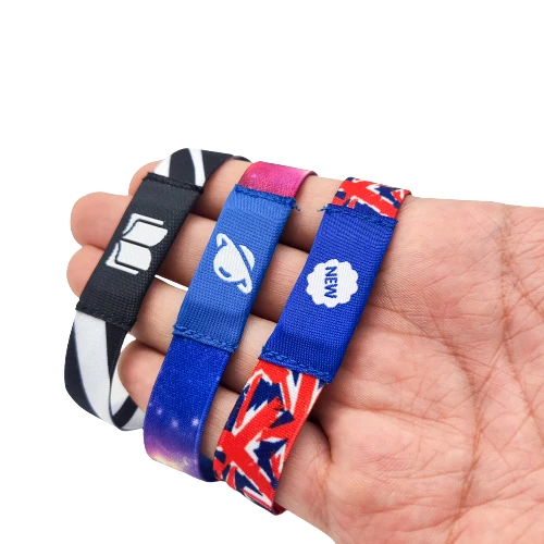 product elastic eco friendly fabric woven bracelet wristband with custom logo polyester material for festival promotional use-5