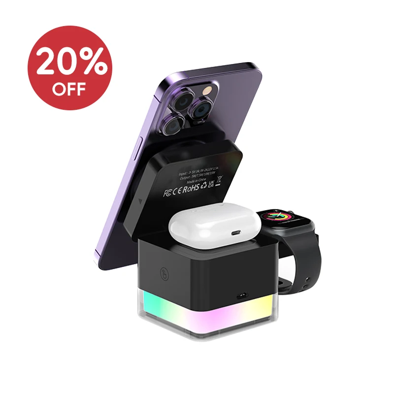 15W Wireless Charging Station 3-in-1 Multi-Function Charger