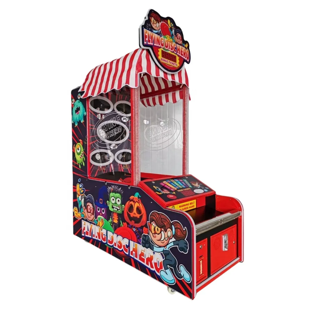 ゲームセンター用コイン式投げるフライングディスク宝くじの引き換えゲームアーケードマシン