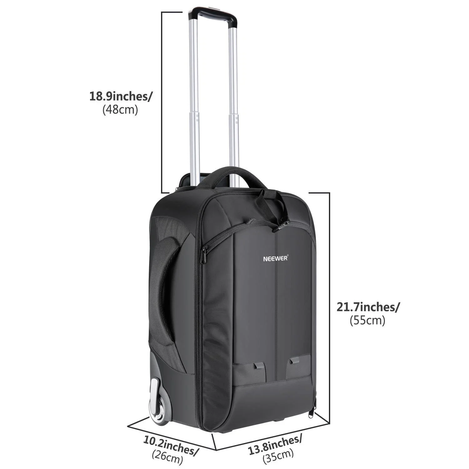 Neewer NW3300 2-in-1 Trolley Camera Backpack with Wheels for DSLR