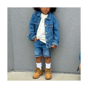Wholesale Kids Denim Wear Clothing Set Denim Jacket Short Jeans Toddler Boy Autumn Outfits