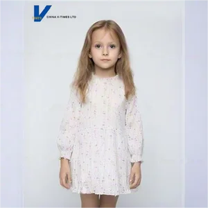 Girls' Summer Eco-friendly A-line Mid-calf Puffed Sleeves O-Neck Collar Polka Dot Print Casual Dress