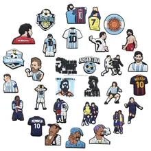 Argentina Messi Football Team WorldCup Stars Crocs Shoes Charm Promotion Gift Silicone Rubber Crocs Shoe Decoration Shoe Charms