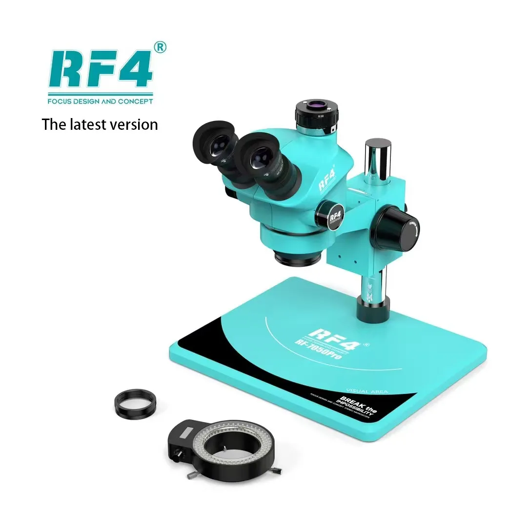 RF4 RF-7050Pro 7-50X Triocular Synchronous Microscope Phone PCB Electronic Component Repair Magnification Knob 6 Gear Locking Zo