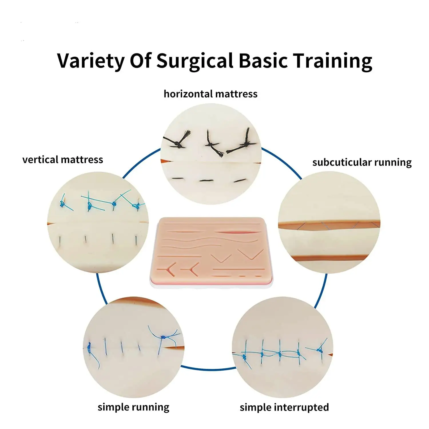 Suture Practice Kit Reusable Silicon Suture Pad 3 Layer With 14 Wound