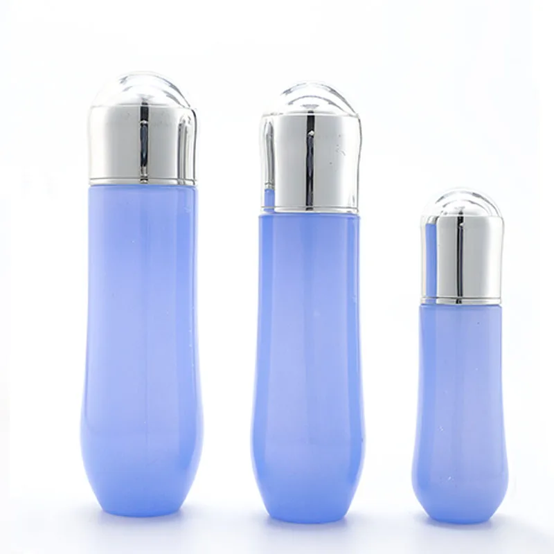 Cosmetic glass bottle set -- luxury skincare  packaging container manufacturer--new design with pump&spray&silver cap