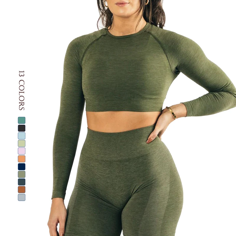 Wholesale Fitness Clothing Athleisure Long Sleeve Yoga Set Exercise Gym