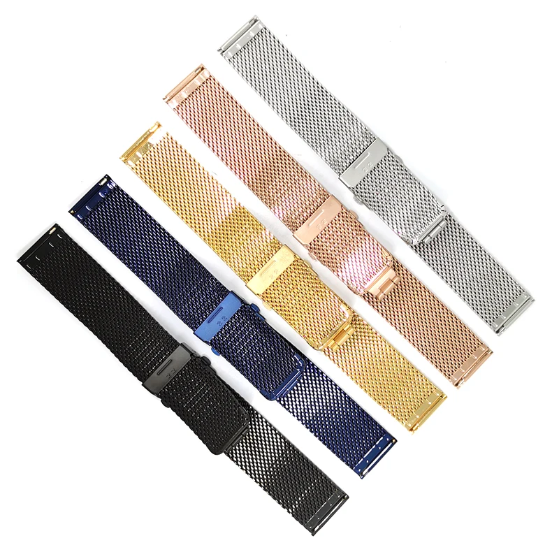12 14 16 18 20 22mm new design fashion mesh milanese quick release stainless steel watch band strap bracelet