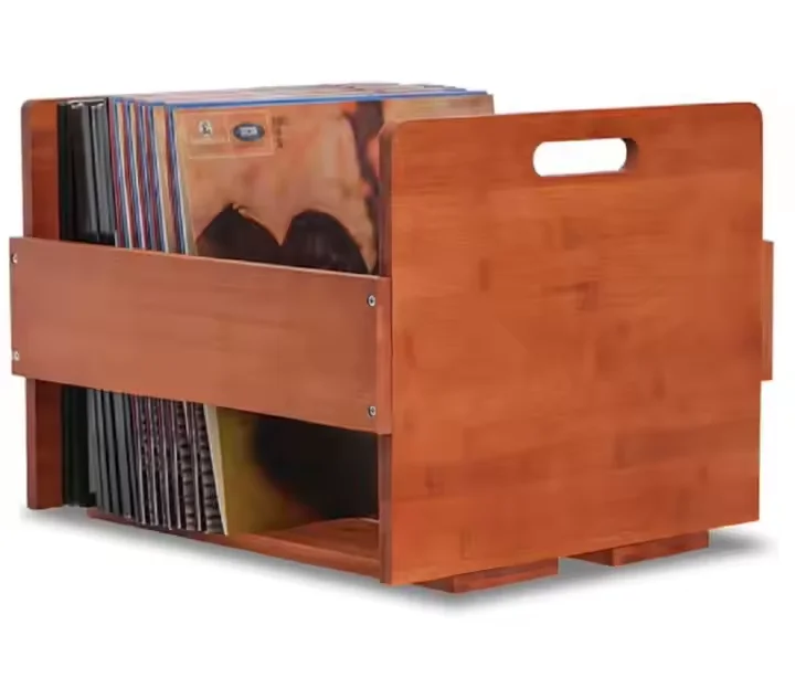 Bamboo Record Storage Crate Vinyl Storage Organizer  Vinyl Record Rack Wooden Storage Crate