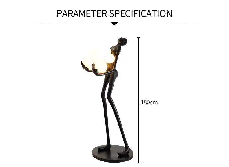 Large Abstract Fiberglass Human Sculpture Man Floor Lamp Courtyard