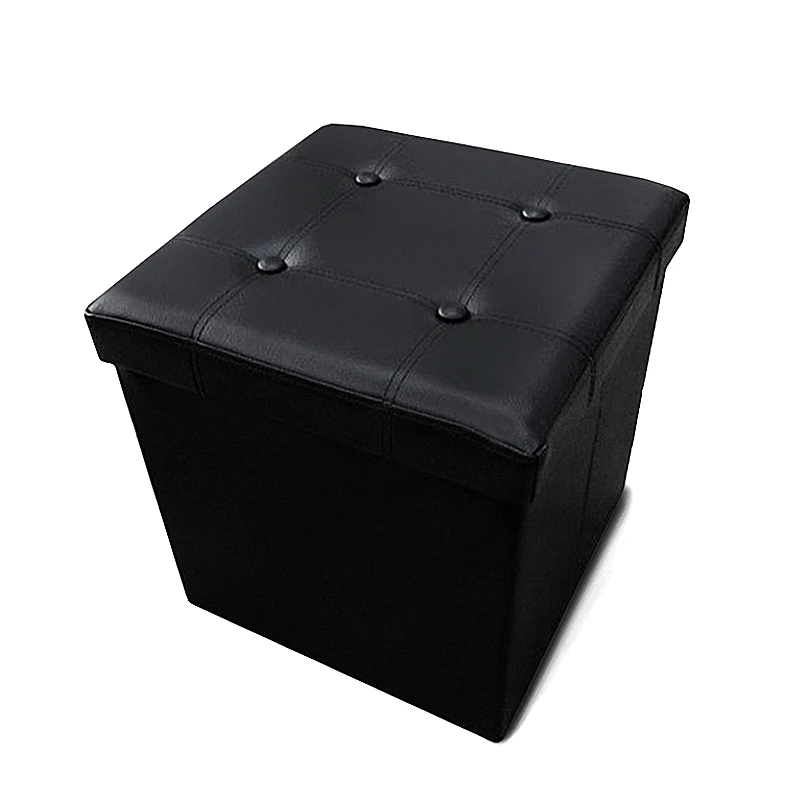 Custom Home Fashion Leather Foldable Modern Fabric Storage Cube Ottoman Bedroom Stool Puff Cushion