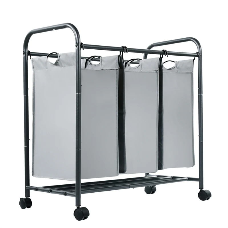 Multifunctional 3 Compartments Laundry Basket Organizer Storage