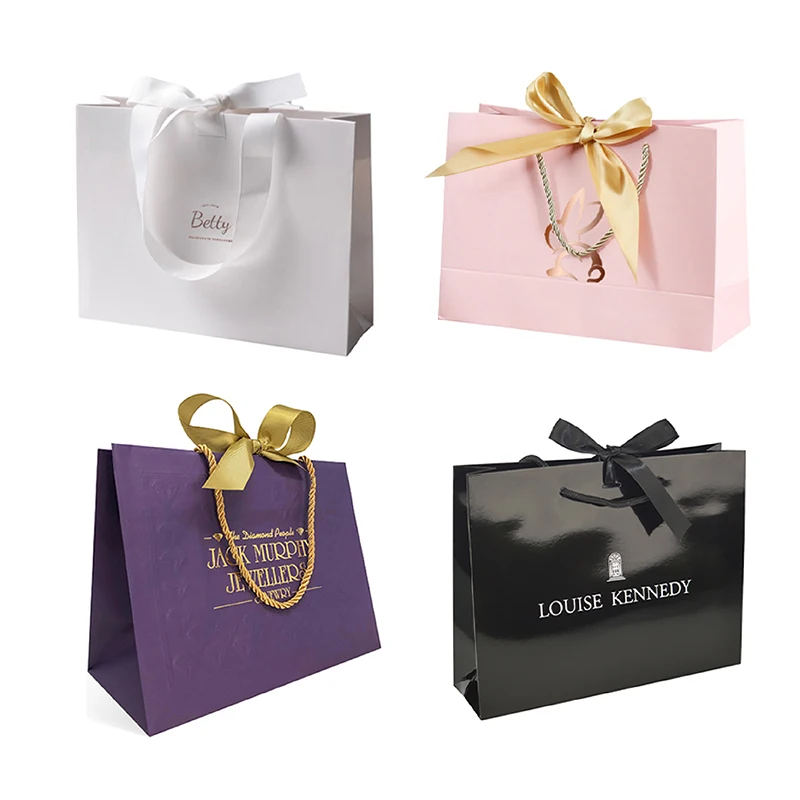 Luxury Boutique Shopping Bags For Clothes Store Bags With Logo Printed Ribbon Available Buy