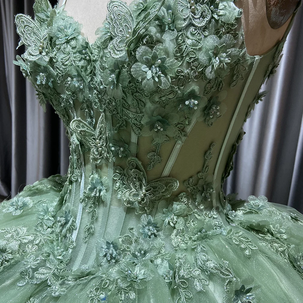 light green birthday dress Ruffles Light Green Quinceanera Dresses Ball Gowns Birthday Sweet Prom 15 16