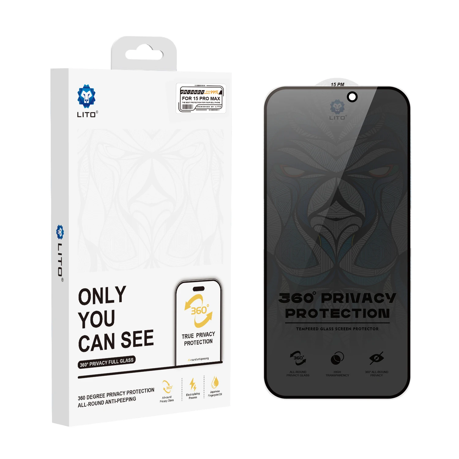 360 Degrees Anti Spy Tempered Glass for Iphone 12 Pro Max