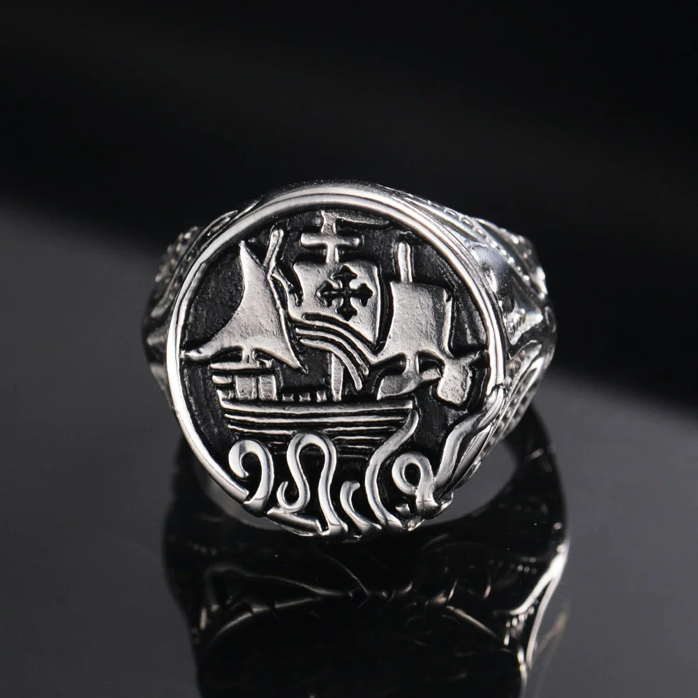 Charm 316L Stainless Steel Jewelry - Vintage Engraved Ring for Men