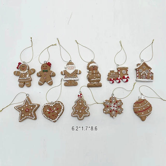 Resin gingerbread man small pendant Christmas tree decorations hanging ornaments simulation Christmas ornaments decor