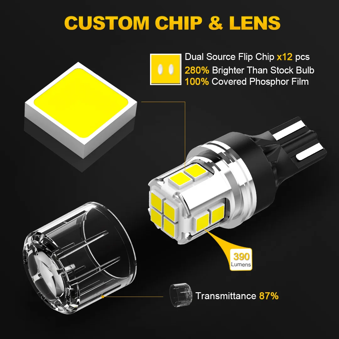 NAO Auto Led T15 Canbus 12SMD W16W High Bright Trailer Tail Rear Fog Car Light Bulb Vehicle Lamp License Plate T15 Led