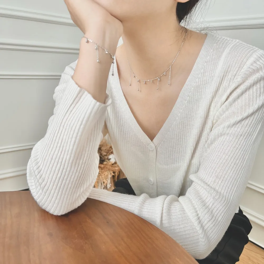 KAKODIY fashionable and elegant design sterling silver chain buckle adjustable tassel bead pendant women's daily wear jewelry bracelet detail 1