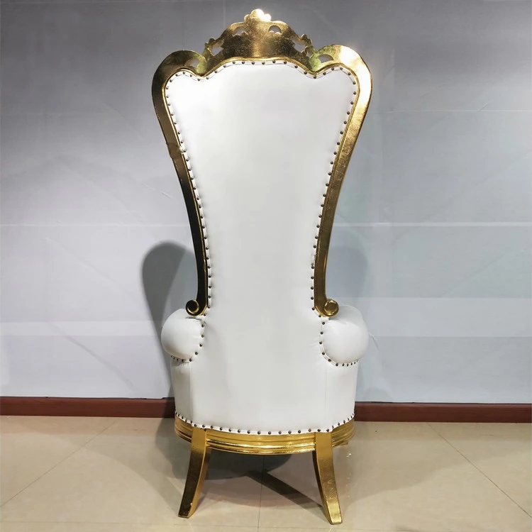 Modern Design King And Queen High Back Throne Chairs Luxury Gold