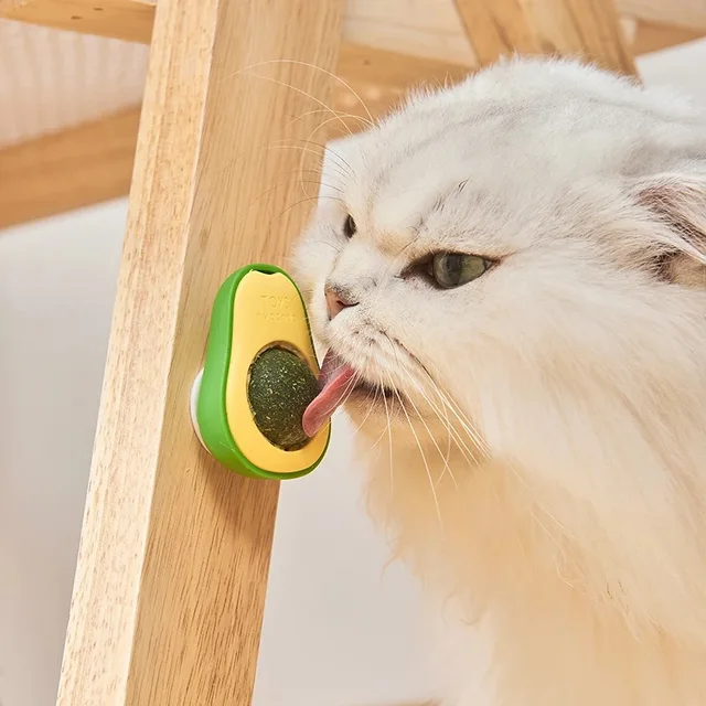 2023 Top Sale Pet Catnip Wall Toys Simulation Avocado Shape Rotating Detachable Design Catnip Ball Toys