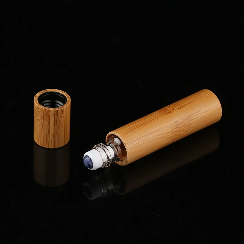 3ml 5ml 10ml Custom Bamboo Container Empty Essential Oils Roller Bottles Perfume Oil Roll on Glass Bottles With Roller Ball
