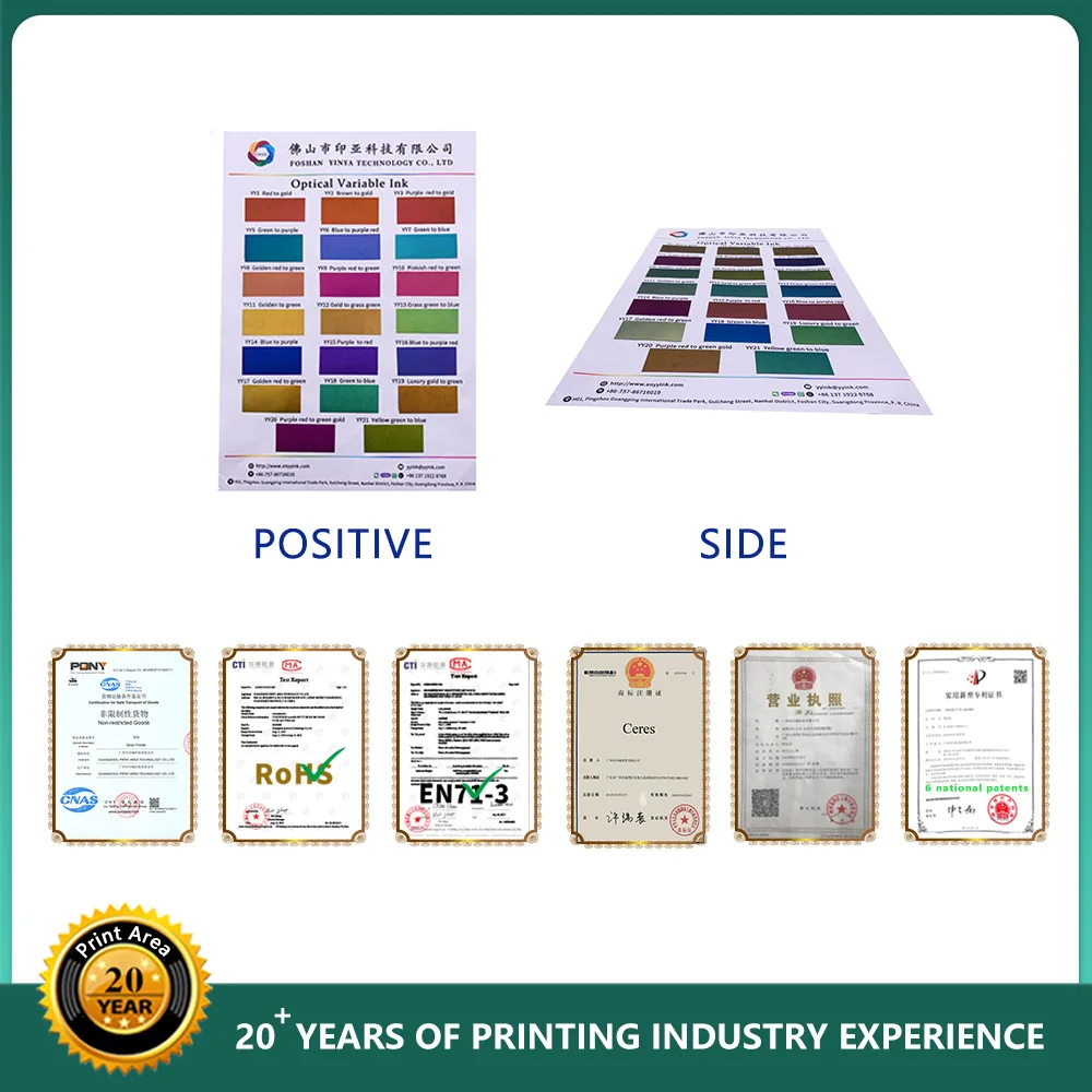 Ceres  Screen Printing Optical Variable Ink F8 Yellow Green to Blue Optical Variable Ink for Security Document