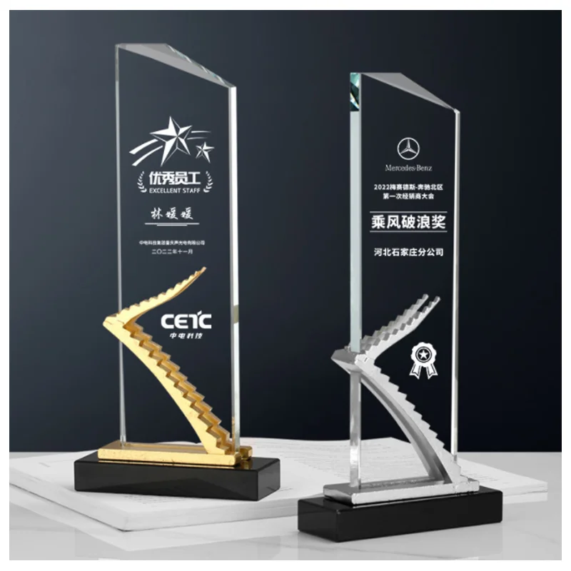 product shining crystal crafts gold plated trophy with black crystal base metal trophy k9 crystal glass awards souvenir gift824-40