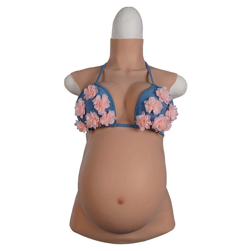 Skinless Silicone Breast Form Lightweight Real Month Silk Cotton Filling False Pregnancy Belly Photo Performance Props