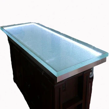 Glass counter top table with led contemporary dining glass countertop