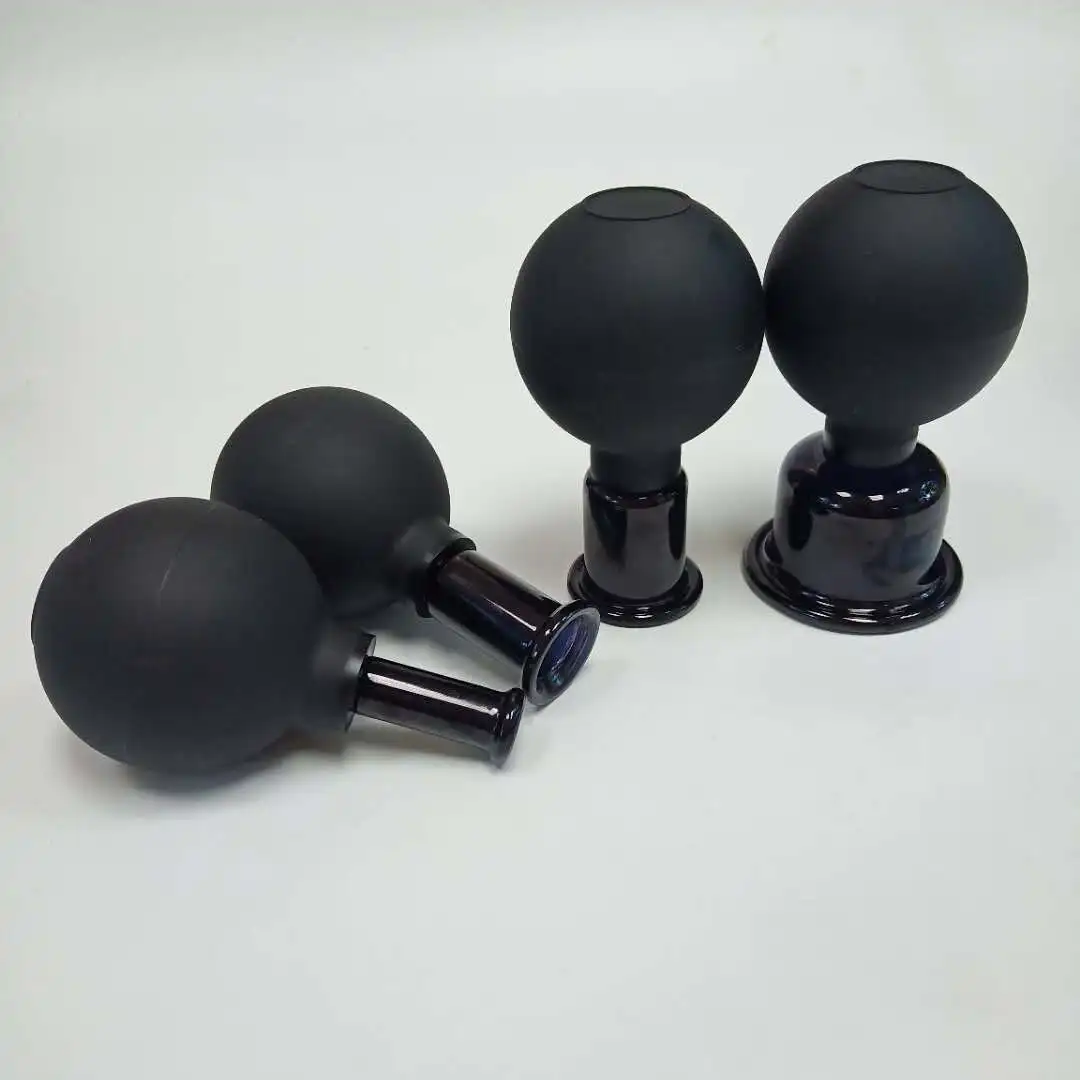 Home and Professional Therapy Massage Cupping Set Rubber Bulb Glass and Plastic Suction Cups for Body Application