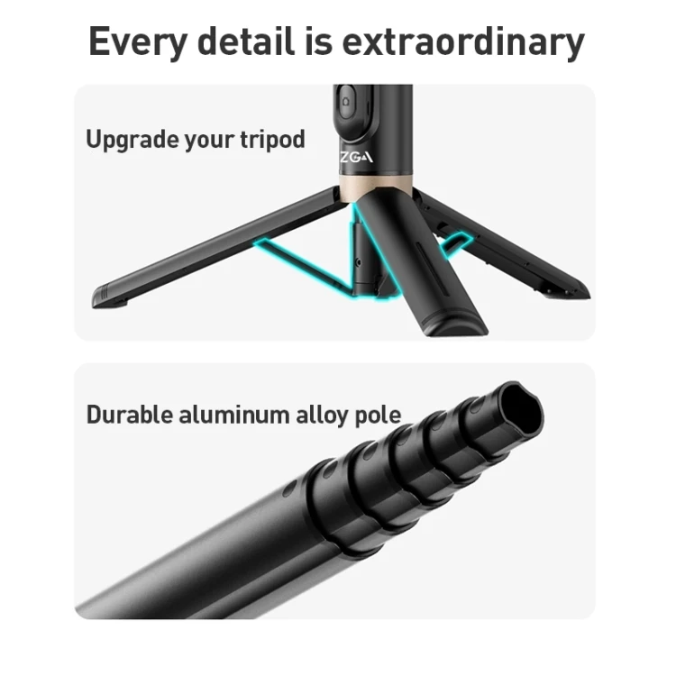 Dropshipping  ZGA S02 BT Remote Control Hidden Tripod Wireless Selfie Stick
