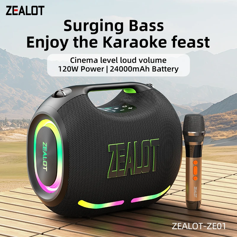 ZEALOT ZE01 120W Karaoke Machine - IPX6 Waterproof Speaker