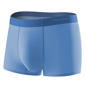 Supplier Direct Soft Ice Silk Fabric Underwear Nylon Solid Color Fancy Sexy Seamless Men Boxer Briefs