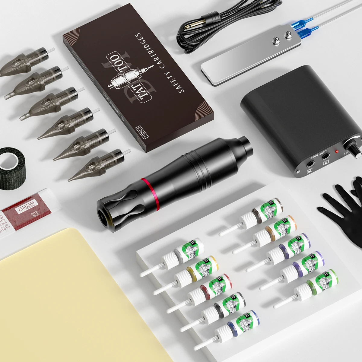 Tattoo Kit Rotary Motor Machine Professional Tattoo Machine with Cord and Cartridges Tattoo Set